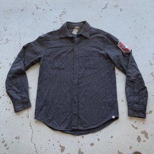 Hudsons Bay Canadian Shirt Mens Size Small Grey Long Sleeve Shirt Patches